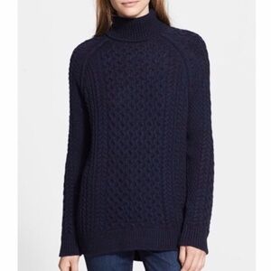Vince Navy Cable Knit mock neck Sweater